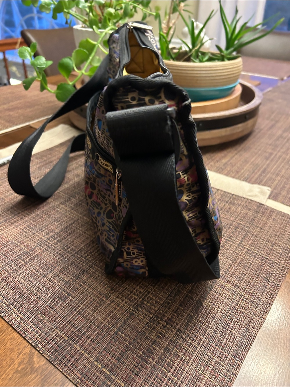 Lesportsac Black Crossbody with Purple and Blue Metallic Accents - Picture 3 of 7